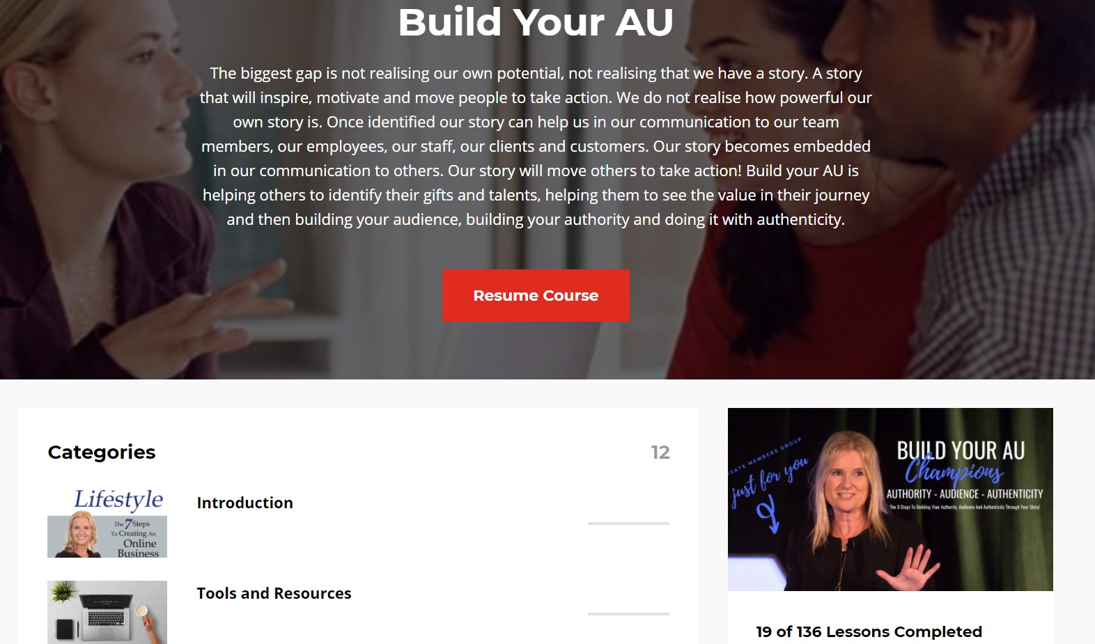 build your au memebership area
